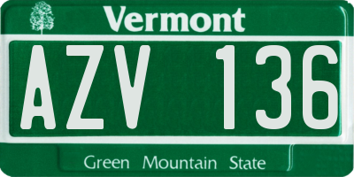 VT license plate AZV136