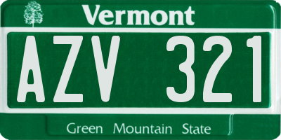 VT license plate AZV321