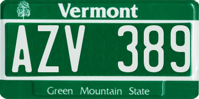 VT license plate AZV389