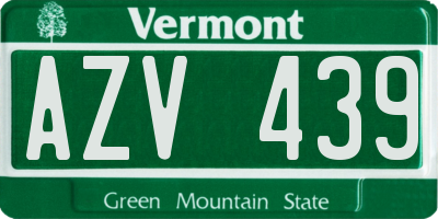 VT license plate AZV439