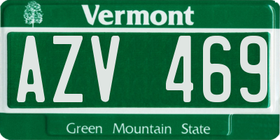 VT license plate AZV469