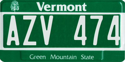 VT license plate AZV474