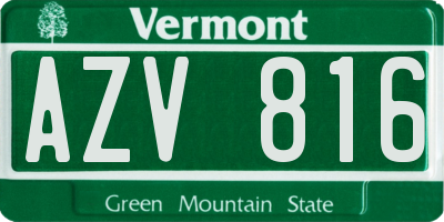 VT license plate AZV816