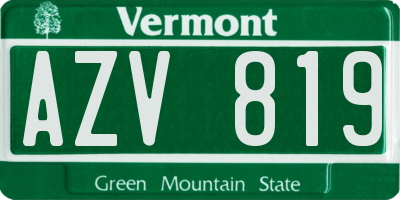VT license plate AZV819