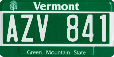 VT license plate AZV841