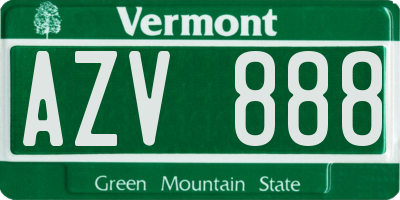 VT license plate AZV888