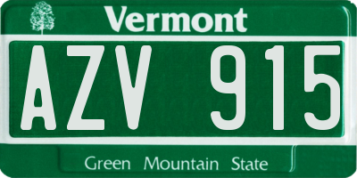 VT license plate AZV915