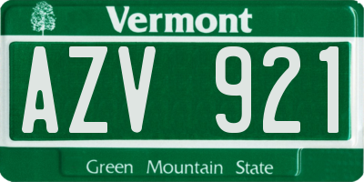 VT license plate AZV921