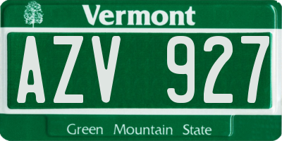VT license plate AZV927