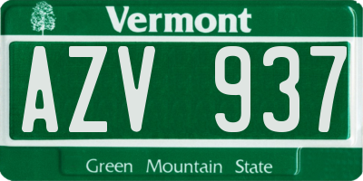 VT license plate AZV937