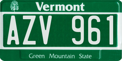 VT license plate AZV961