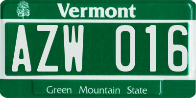 VT license plate AZW016