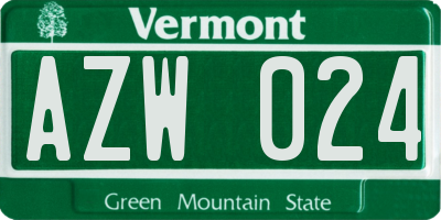 VT license plate AZW024