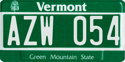 VT license plate AZW054