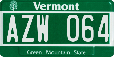 VT license plate AZW064