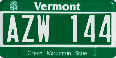 VT license plate AZW144
