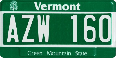 VT license plate AZW160