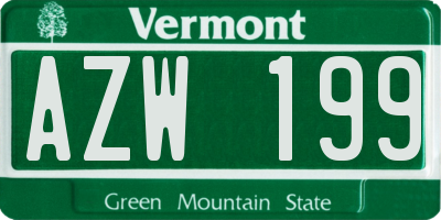 VT license plate AZW199