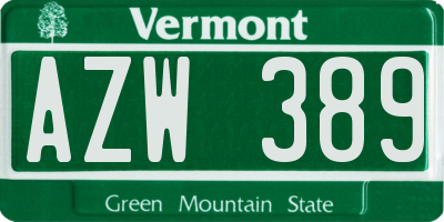 VT license plate AZW389