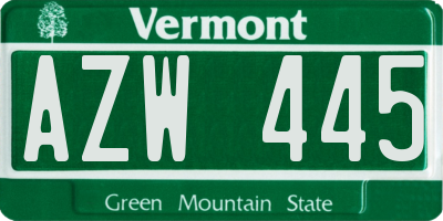VT license plate AZW445