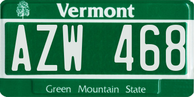 VT license plate AZW468