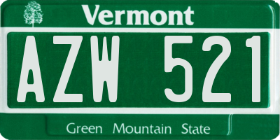 VT license plate AZW521