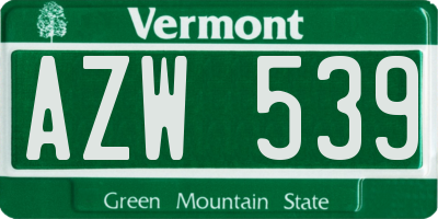 VT license plate AZW539
