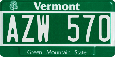 VT license plate AZW570