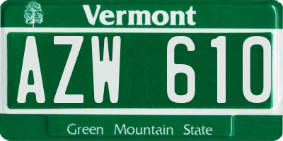 VT license plate AZW610