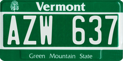 VT license plate AZW637