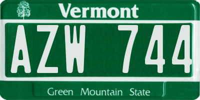 VT license plate AZW744