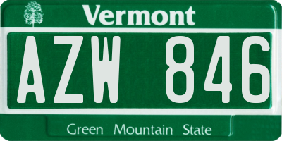 VT license plate AZW846