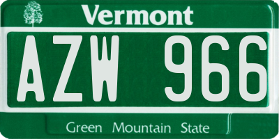 VT license plate AZW966