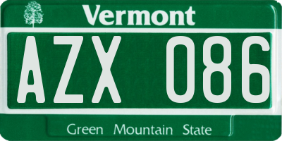 VT license plate AZX086