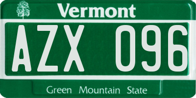 VT license plate AZX096