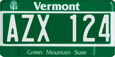 VT license plate AZX124