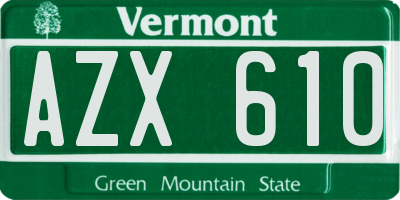 VT license plate AZX610