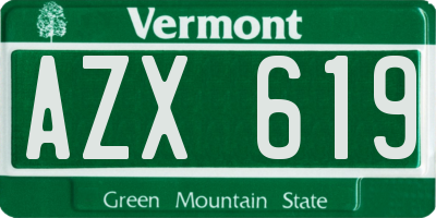 VT license plate AZX619