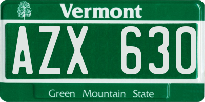 VT license plate AZX630