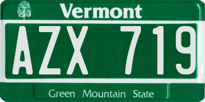 VT license plate AZX719