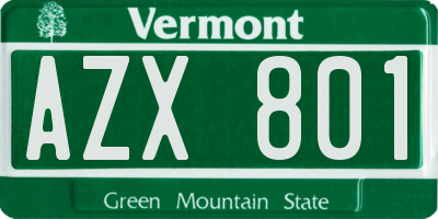 VT license plate AZX801