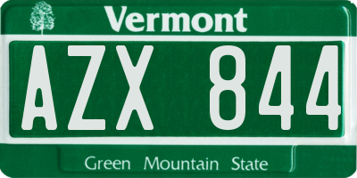 VT license plate AZX844
