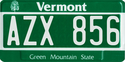 VT license plate AZX856