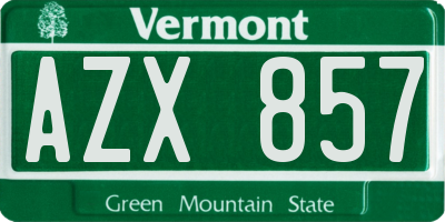 VT license plate AZX857