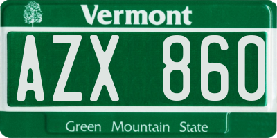 VT license plate AZX860