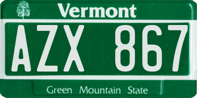 VT license plate AZX867