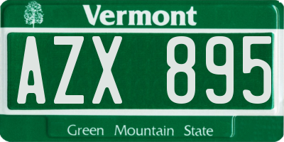VT license plate AZX895