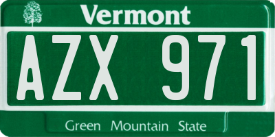 VT license plate AZX971