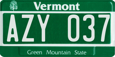 VT license plate AZY037