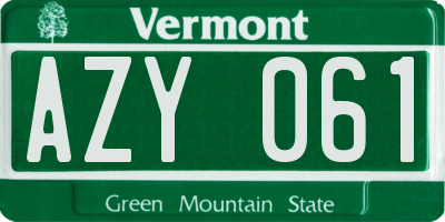 VT license plate AZY061